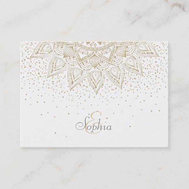 Elegantes Gold Mandala Dots Design Visitenkarte (Vorderseite)