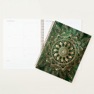 Elegantes Gold Mandala Green Design Planer