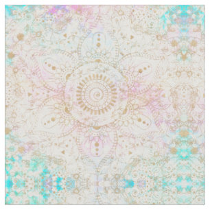 Elegantes Gold Mandala & Holographic Glitzer Desig Stoff