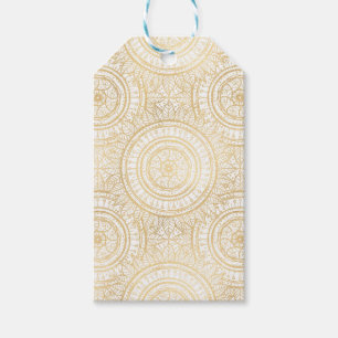 Elegantes Gold Mandala Sonnenblume Weißes Muster Geschenkanhänger