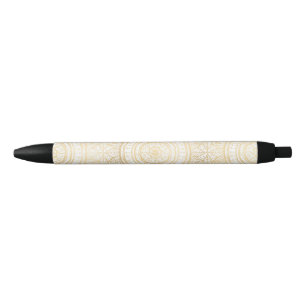 Elegantes Gold Mandala Sonnenblume Weißes Muster Kugelschreiber