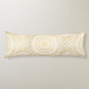 Elegantes Gold Mandala Sonnenblume Weißes Muster Seitenschläferkissen