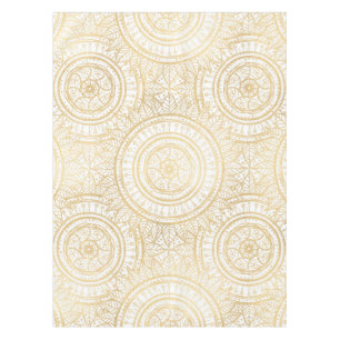 Elegantes Gold Mandala Sonnenblume Weißes Muster Tischdecke