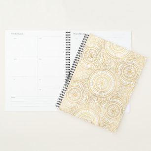 Elegantes Gold Mandala Weißes Muster Planer
