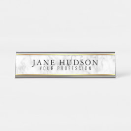 Elegantes Gold-Marmor Modernes Schreibtisch Name P Schreibtischnamensplakette