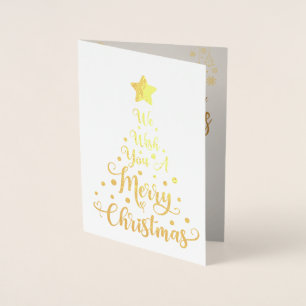 Elegantes Gold Merry Christmas Tree Custom Foto Folienkarte