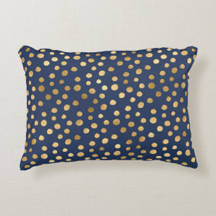 Elegantes Gold Metallic Navy Blue Cheetah Muster Dekokissen