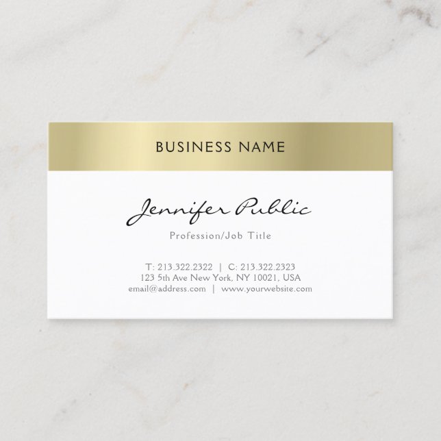 Elegantes Gold Minimalistisch Beruflich Modernes E Visitenkarte (Vorderseite)