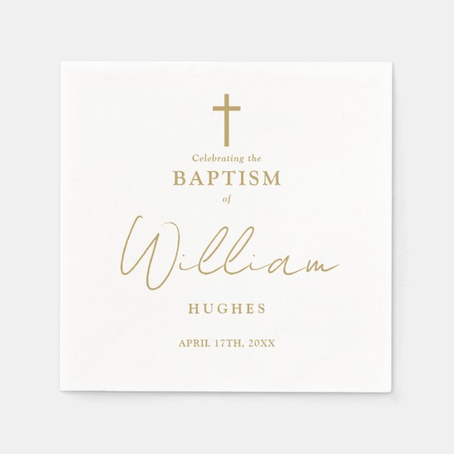 Elegantes Gold Minimalistische Taufe Christening Serviette (Vorderseite)