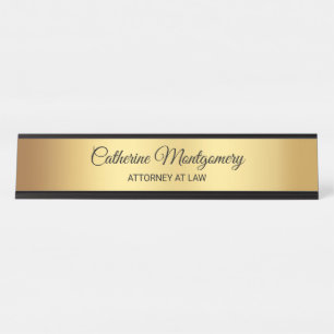 Elegantes Gold mit Black Script Typografy Anwalt Schreibtischnamensplakette