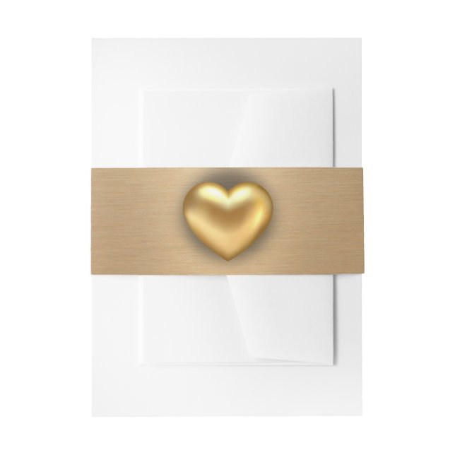 Elegantes Gold mit Goldherz-Hochzeit Einladungsbanderole (Vorderseite Beispiel)