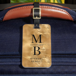 Elegantes Gold Mit Monogramm Gepäckanhänger