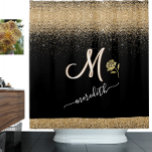 Elegantes Gold mit schwarzen, benutzerdefinierten  Duschvorhang<br><div class="desc">Das ist ein einzigartiger Duschvorhang wegen des Gold Glitzer und der zwei Color Monogram - sehen Sie genau hin und Sie werden das Detail sehen, das bleibt, wenn Sie personalisieren. Das elegante Schwarz hebt das Gold, die Rose und den Namen dieses Duschvorhangs hervor, der dem Bad eine besondere Touch verleihen...</div>