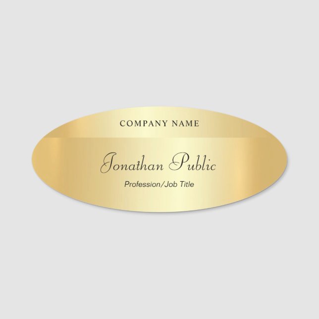 Elegantes Gold Modern Handwriting Script Template Namensschild (Vorderseite)