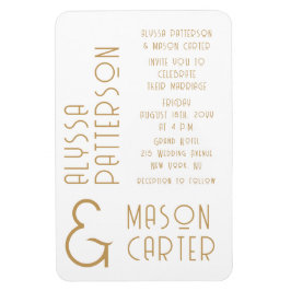 Elegantes Gold Moderne Hochzeit rettet das Datum Magnet