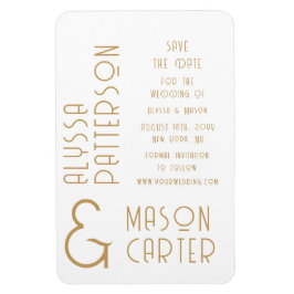 Elegantes Gold Moderne Hochzeit rettet das Datum Magnet