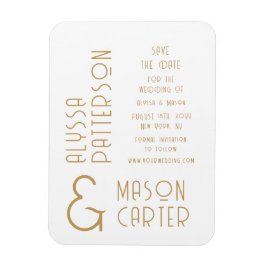 Elegantes Gold Moderne Hochzeit rettet das Datum Magnet