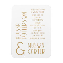 Elegantes Gold Moderne Hochzeit rettet das Datum Magnet