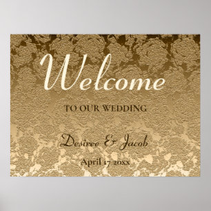 Elegantes Gold Modernes Floral Willkommen bei unse Poster