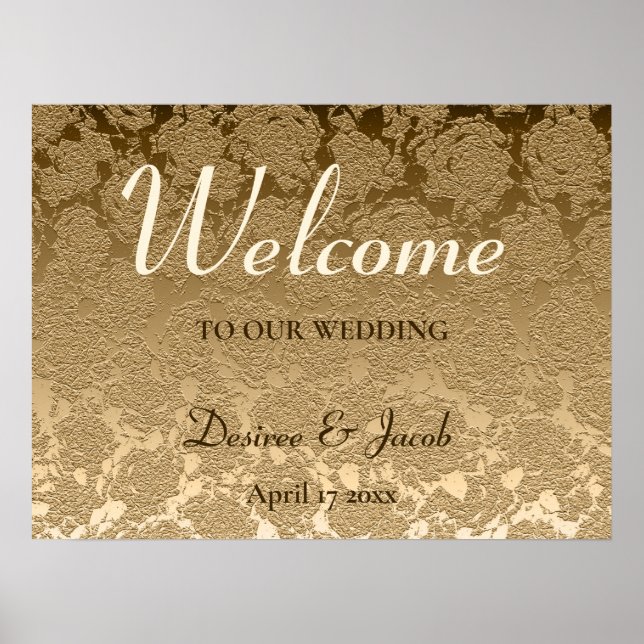 Elegantes Gold Modernes Floral Willkommen bei unse Poster (Vorne)