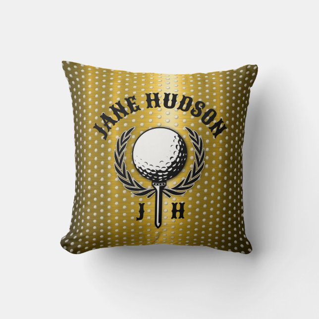 Elegantes Gold Monogram Golf Design Kissen (Vorderseite)