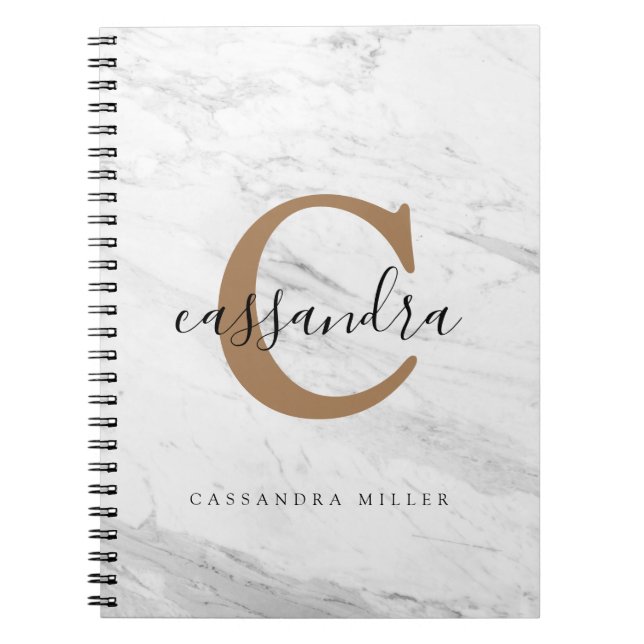 Elegantes Gold Monogram-MarmorNotebook Notizblock (Vorderseite)