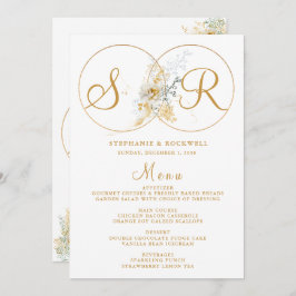 Elegantes Gold Monogram Name Initial Wedding Menu Menükarte