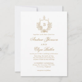 Elegantes Gold Monogram Wappen Custom Wedding Einladung