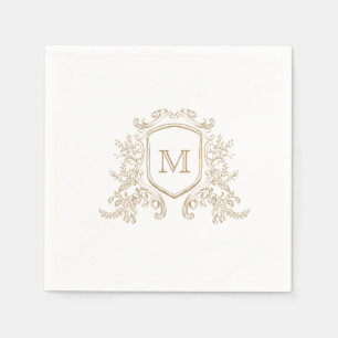 Elegantes Gold Monogram Wappen Custom Wedding Napk Serviette