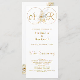 Elegantes Gold Monogram Wedding Programm