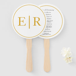 Elegantes Gold Monogram Wedding Programm Fächer