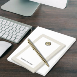 Elegantes Gold-Monogramm Creamy White Leder-Optik Post-it Klebezettel