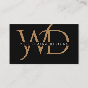 Elegantes Gold Monogramm Luxuriöse Typografie Schw Visitenkarte