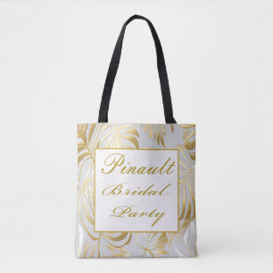 Elegantes Gold Monstera Personalisiertes Brautpart Tasche