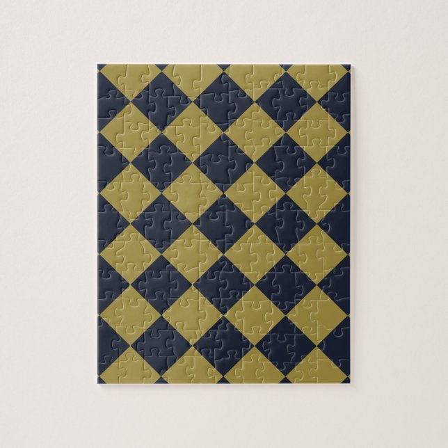 Elegantes Gold & Navy Blue Diamond Muster (Vertikal)