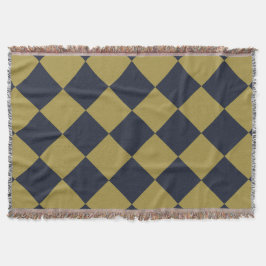 Elegantes Gold & Navy Blue Diamond Muster Decke