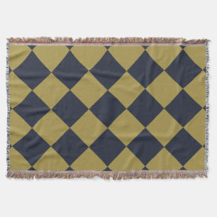 Elegantes Gold & Navy Blue Diamond Muster Decke