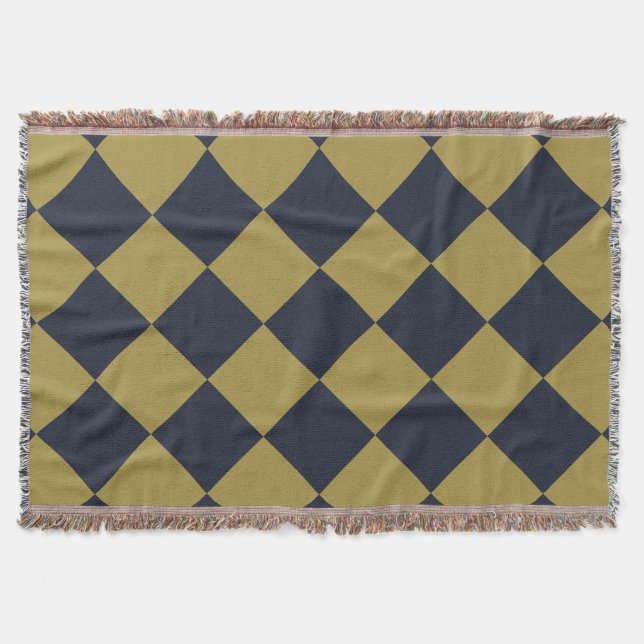 Elegantes Gold & Navy Blue Diamond Muster Decke (Vorderseite)