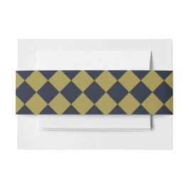 Elegantes Gold & Navy Blue Diamond Muster Einladungsbanderole