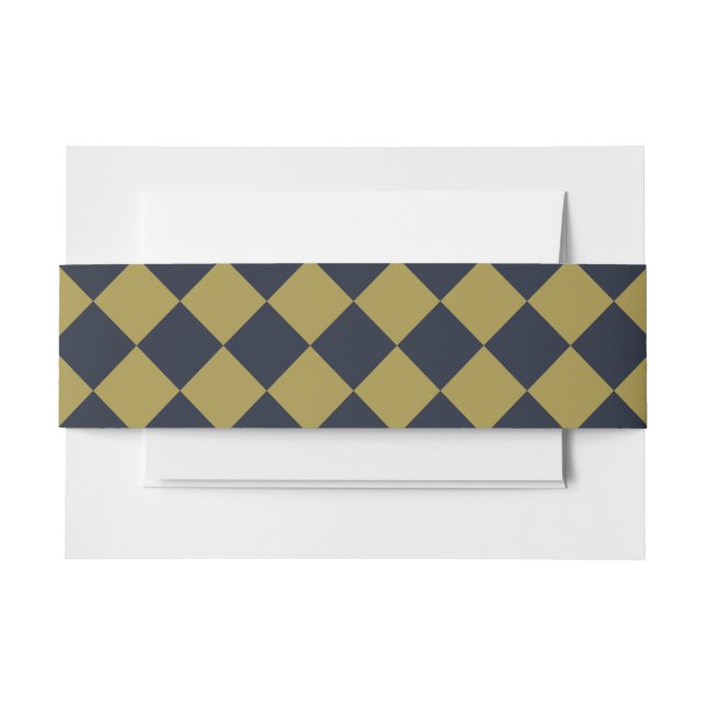 Elegantes Gold & Navy Blue Diamond Muster Einladungsbanderole (Vorderseite Beispiel)