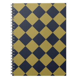 Elegantes Gold & Navy Blue Diamond Muster Notizblock