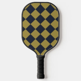 Elegantes Gold & Navy Blue Diamond Muster Pickleball Schläger