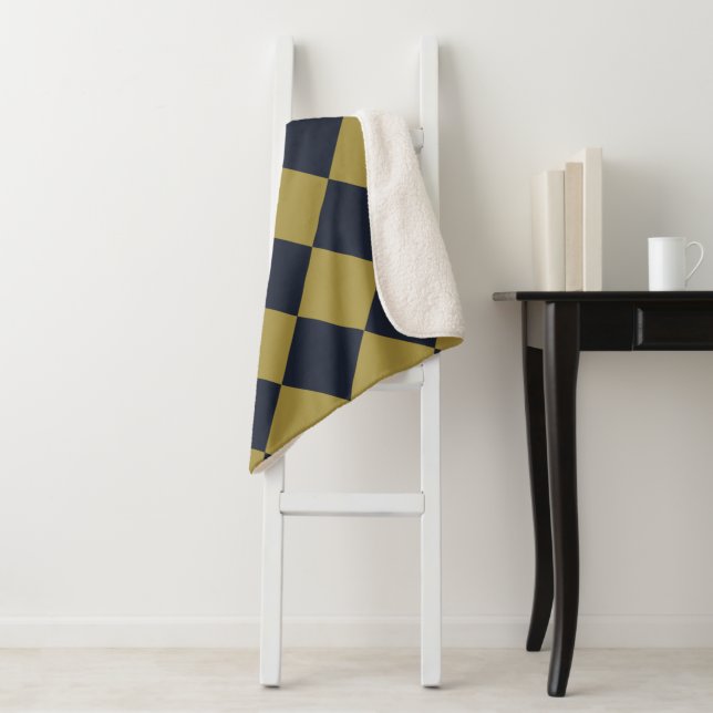 Elegantes Gold & Navy Blue Diamond Muster Sherpadecke (Beispiel)