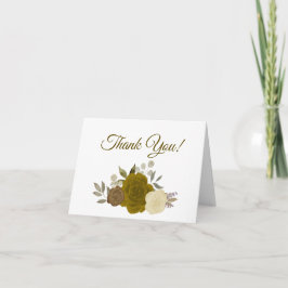 Elegantes Gold Ocker und Gelbe Rosen Hochzeitssemb Dankeskarte