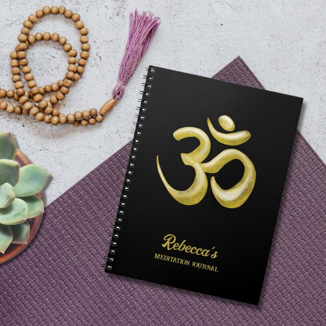 Elegantes Gold Om Symbol | Sanskrit spirituell Bla Notizblock (Von Creator hochgeladen)