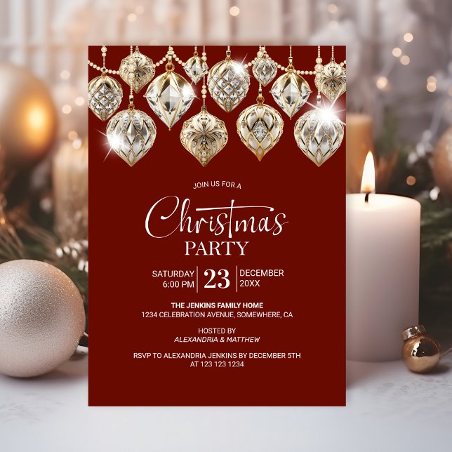 Elegantes Gold Ornaments Weihnachts-Party Einladung (Von Creator hochgeladen)