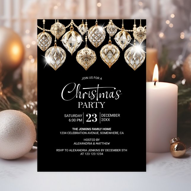 Elegantes Gold Ornaments Weihnachts-Party Einladung (Von Creator hochgeladen)