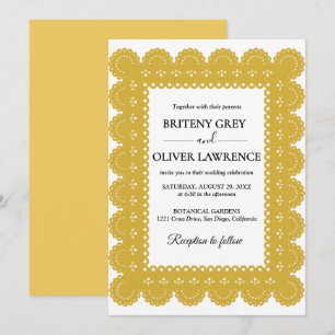 Elegantes Gold Papel Picado jäten Einladung