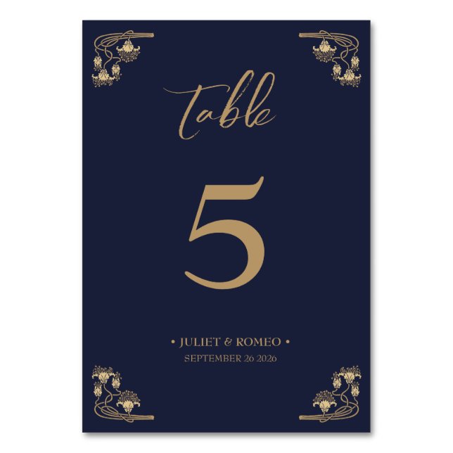 Elegantes Gold Parco Civico-Ciani Tischnummer (Vorderseite)