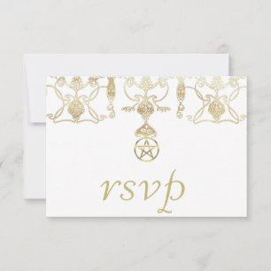 Elegantes Gold-Pentagramm-Handfast RSVP Karte